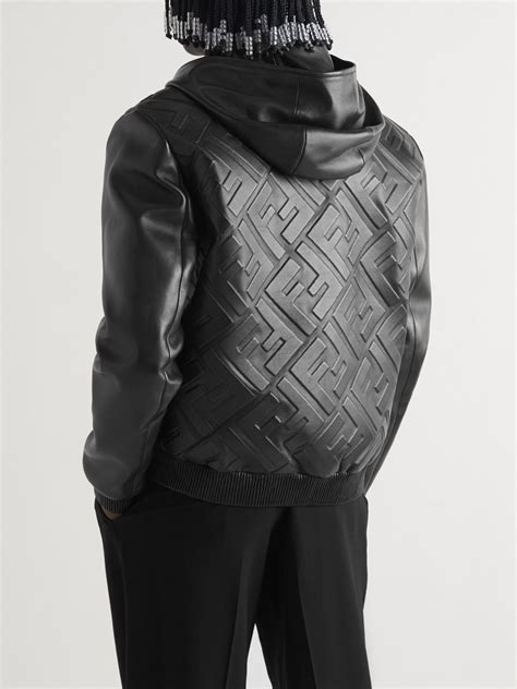 fendi leather jacket|Fendi leather hooded jacket.